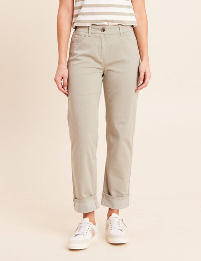 Pantalon coupe mom 7/8&egrave;me vert clair femme