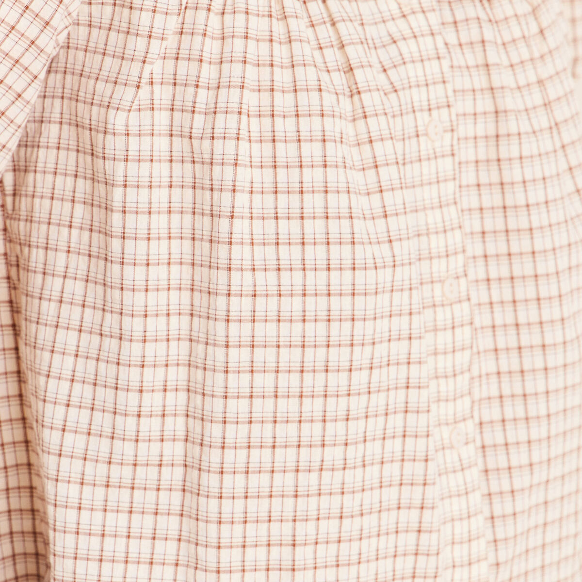 Chemise vichy manches longues col rond marron femme