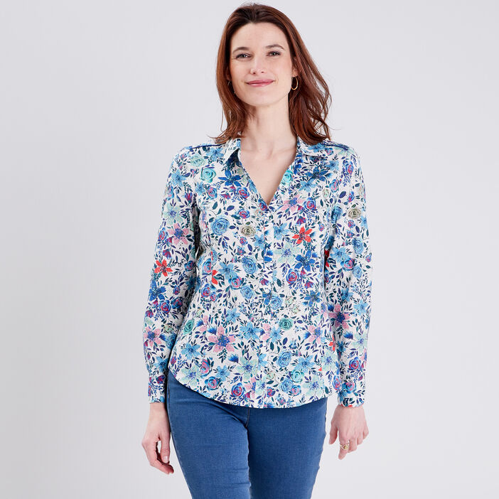 Chemise manches longues ecru femme