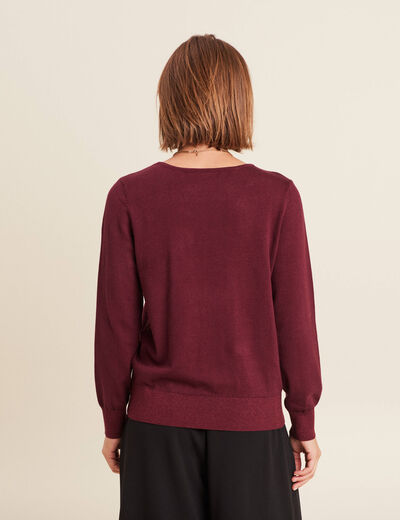 Pull manches longues bordeaux femme