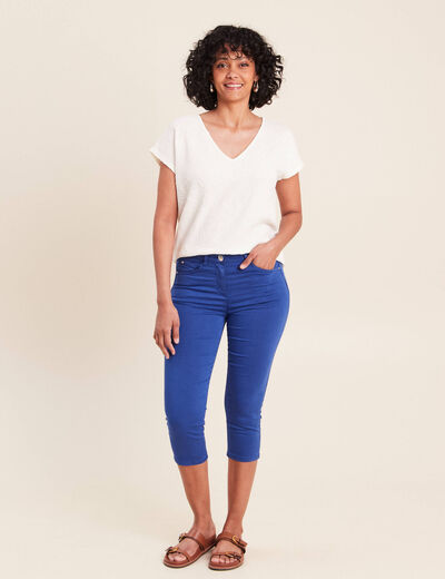 Pantacourt magique Le L&eacute;ger coupe droite bleu fonc&eacute; femme