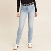 Jean ajusté taille standard long denim baby bleu femme