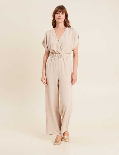 Combinaison col croisé gris clair femme