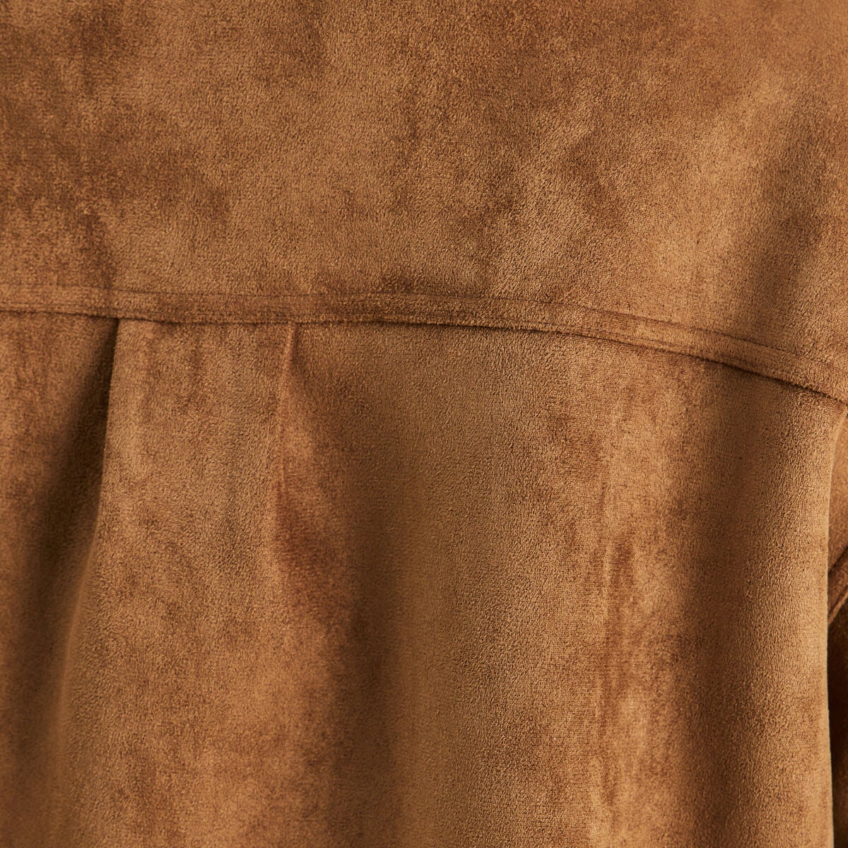 Veste ample col montant doubl&eacute;e marron fonc&eacute; femme