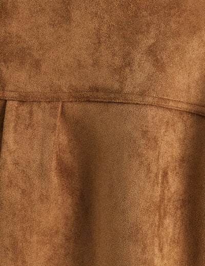 Veste ample col montant doubl&eacute;e marron fonc&eacute; femme