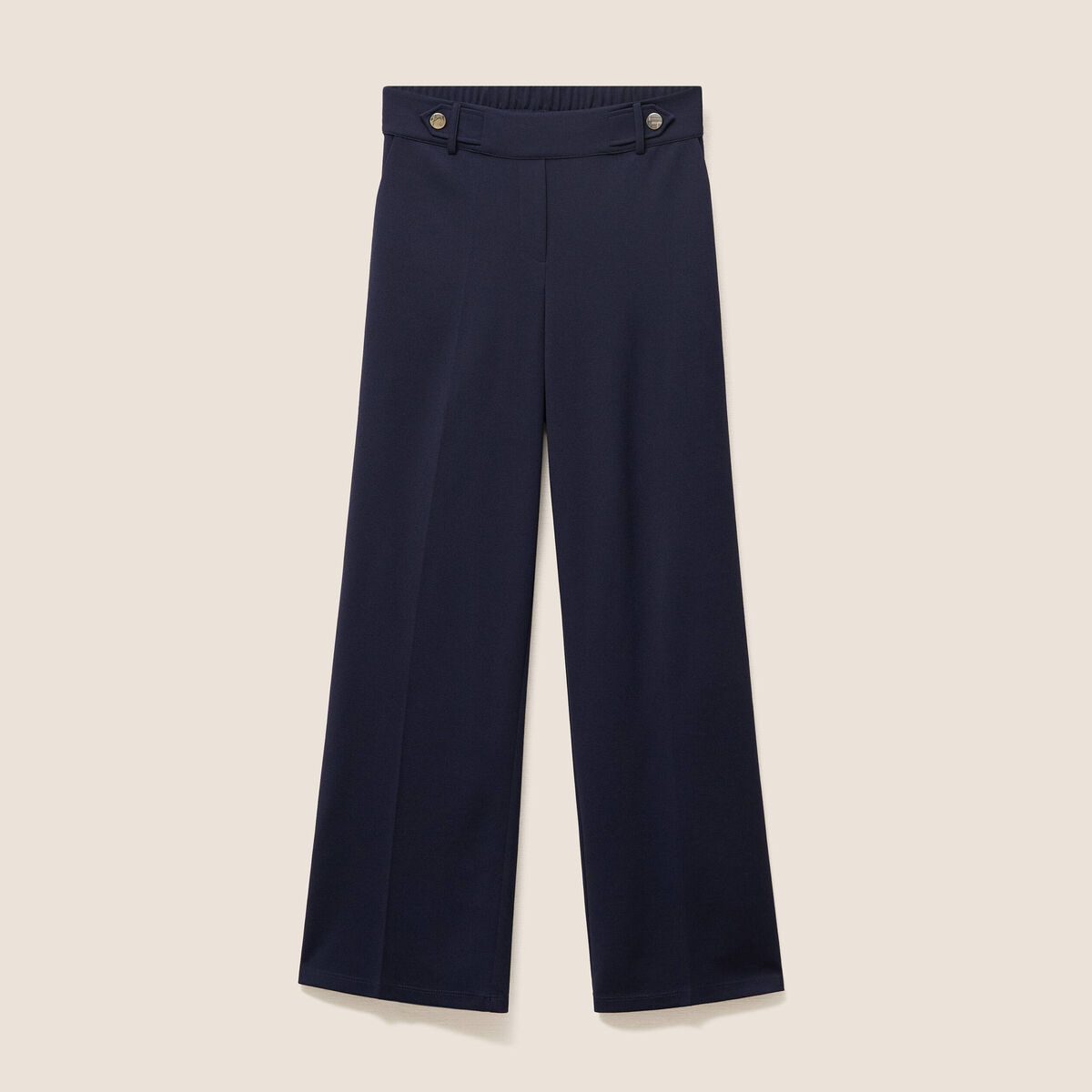 Pantalon taille haute bleu fonc&eacute; femme