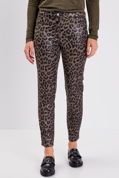 Pantalon ajusté vert kaki femme
