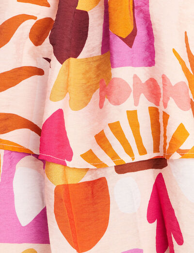 Blouse col v manches courtes fluide multicolore femme
