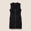 Robe sans manches col rond aspect daim noir femme