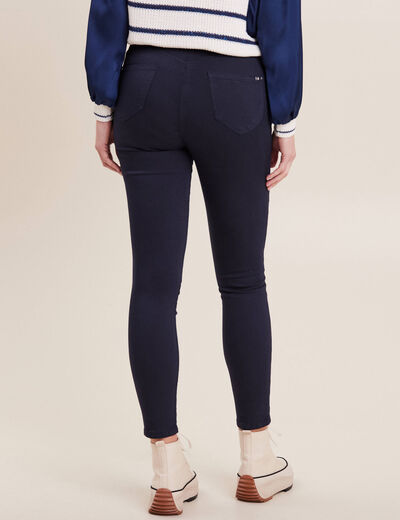 Pantalon léger taille haute 7/8ème bleu marine femme