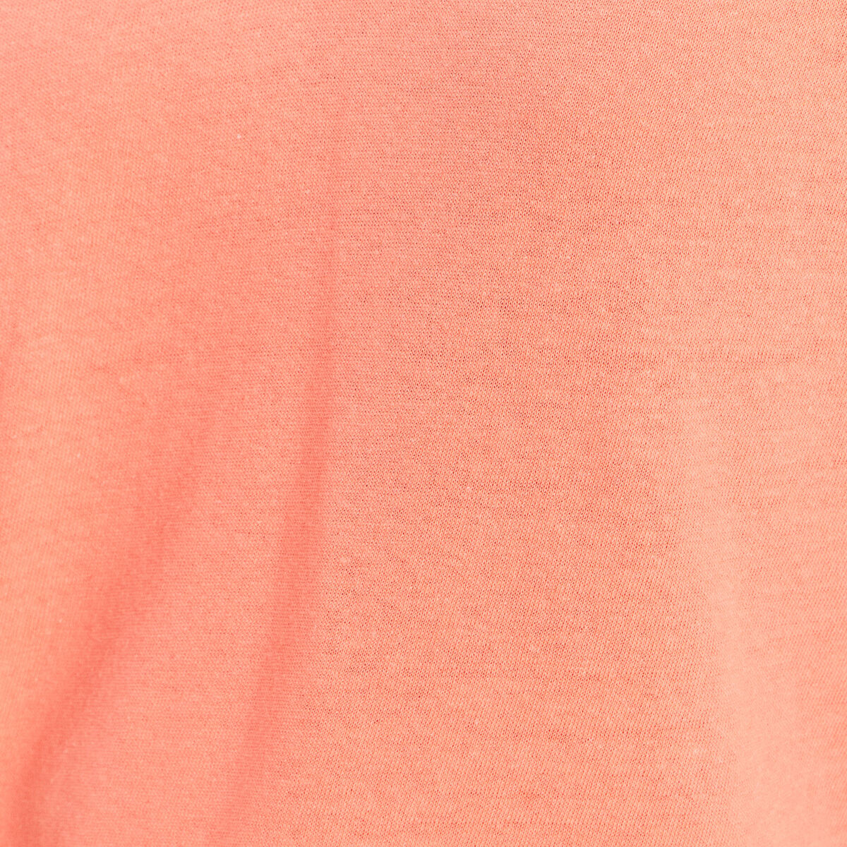 T-shirt col v manches courtes aspect lin orange fluo femme