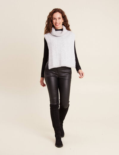 Col roulé à torsades gris clair femme