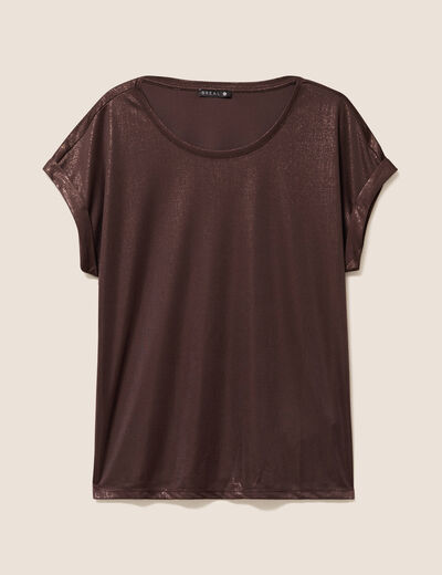 T-shirt manches courtes marron femme