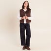 Veste r&eacute;versible duveteuse marron fonc&eacute; femme