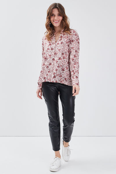 Chemise manches longues ecru femme