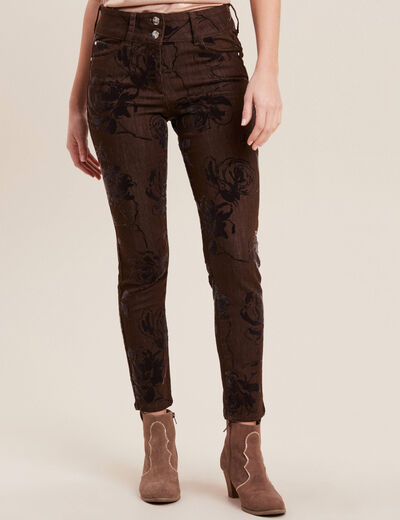 Jean ajusté taille standard marron femme