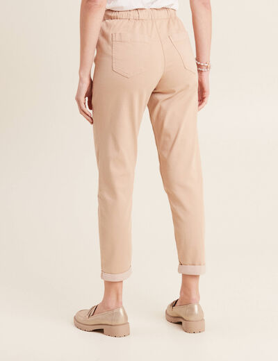Pantalon coupe droite à coulisse sable femme
