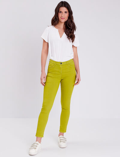 Pantalon léger taille standard 7/8ème vert olive femme