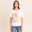 T-shirt col rond manches courtes blanc femme