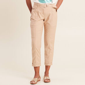 Pantalon ajusté 7/8ème beige femme