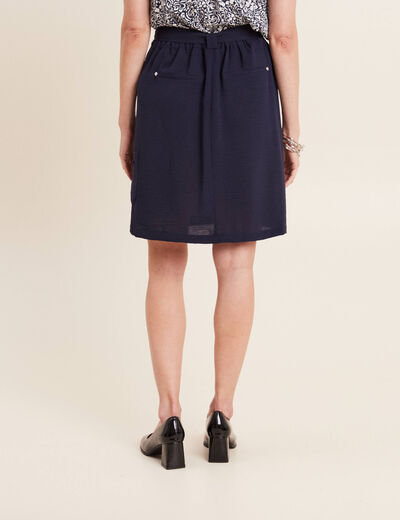 Jupe droite ceinturée bleu foncé femme