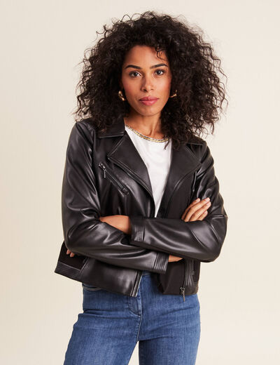 Veste cintrée simili cuir noir femme