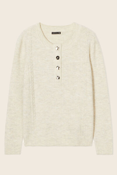Pull manches longues beige femme