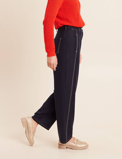 Pantalon coupe barrel denim brut femme