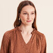 Blouse jacquard col v manches longues noir femme