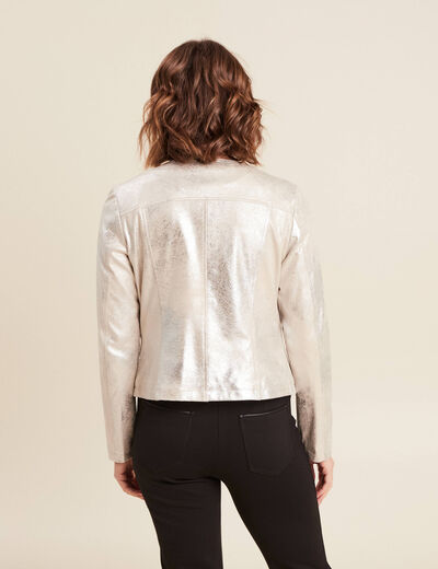 Veste droite zippée couleur argent femme