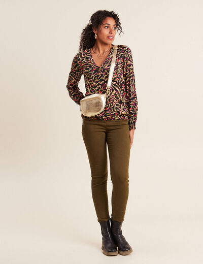 Blouse manches longues vert kaki femme