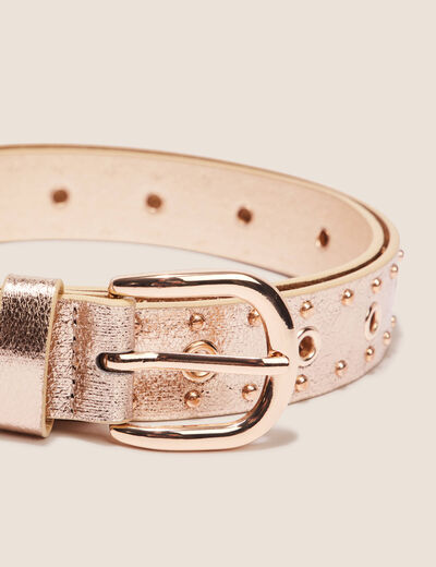 Ceinture métallisée oeillets couleur or femme