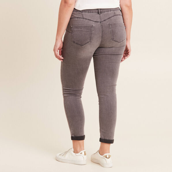 Jean ajusté taille standard 7/8ème gris femme