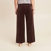 Pantalon large velours marron femme