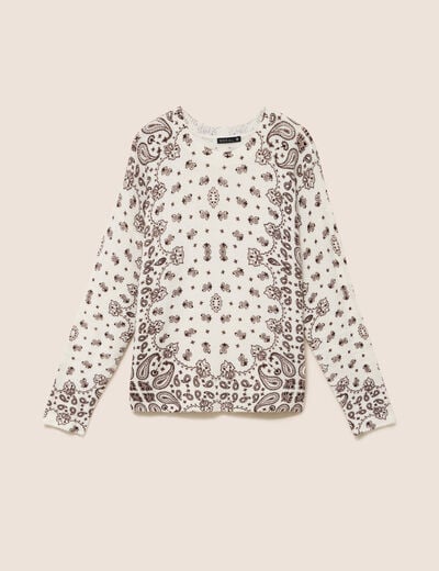 Pull col rond marron femme