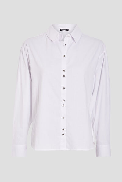 Chemise manches longues ecru femme