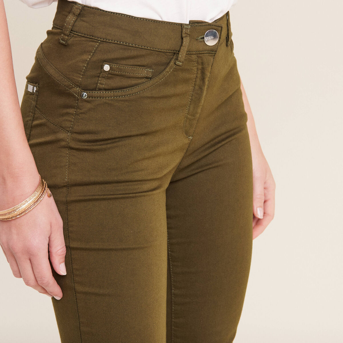Pantacourt magique Le L&eacute;ger coupe droite vert kaki femme