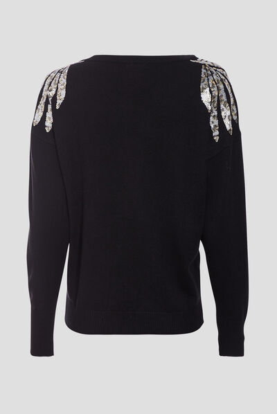 Pull manches longues noir femme