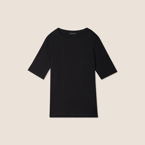 T-shirt manches coude noir femme