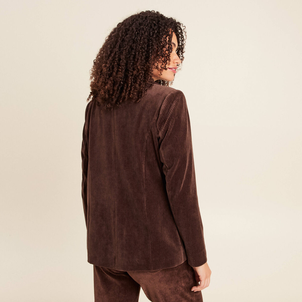 Veste tailleur velours marron femme