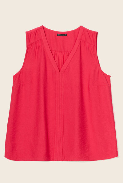 Blouse sans manches rose fushia femme