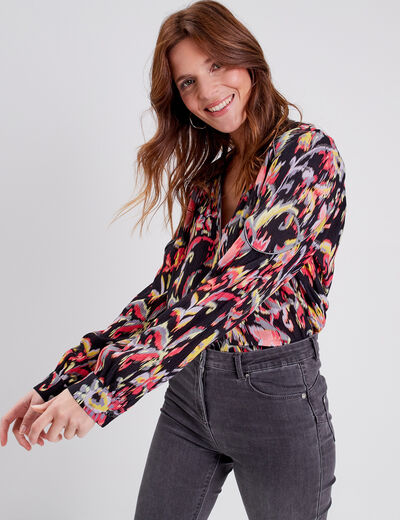 Blouse manches longues noir femme