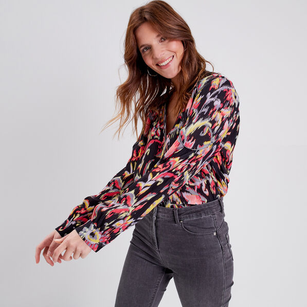 Blouse manches longues noir femme