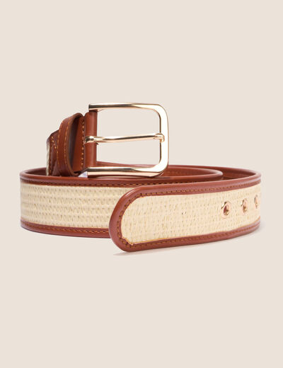 Ceinture large camel femme