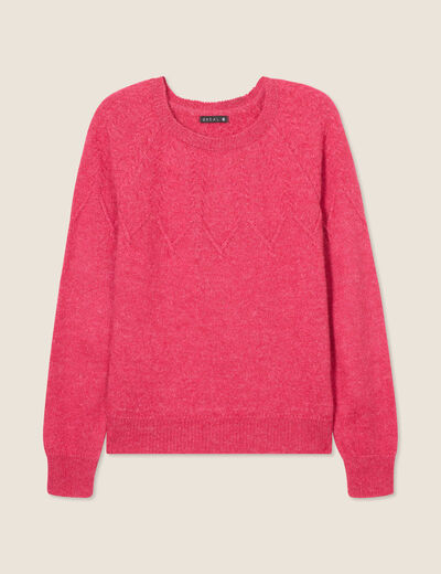 Pull manches longues rose framboise femme