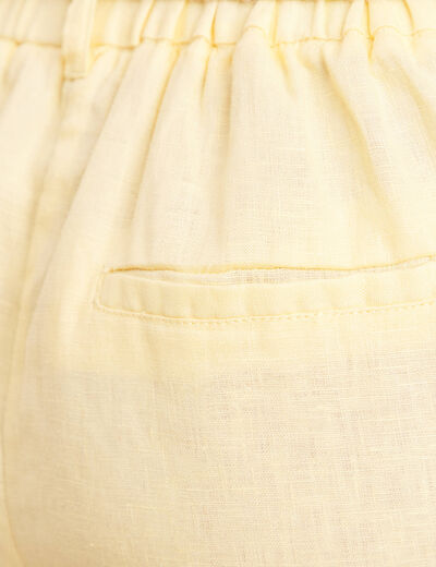 Pantalon flou ceinturé jaune clair femme