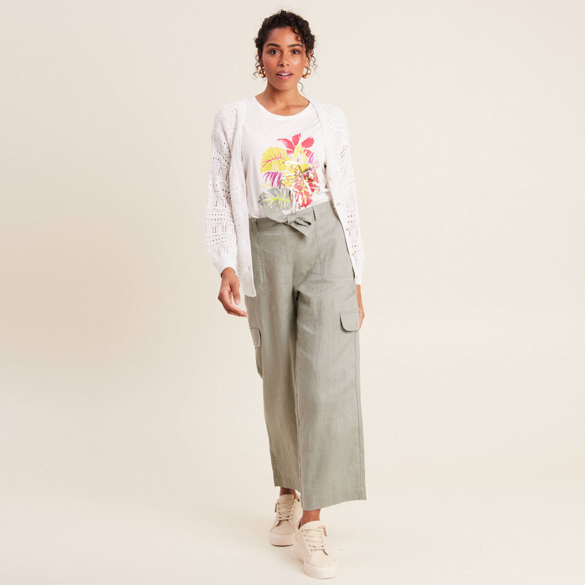 T-shirt manches courtes ecru femme