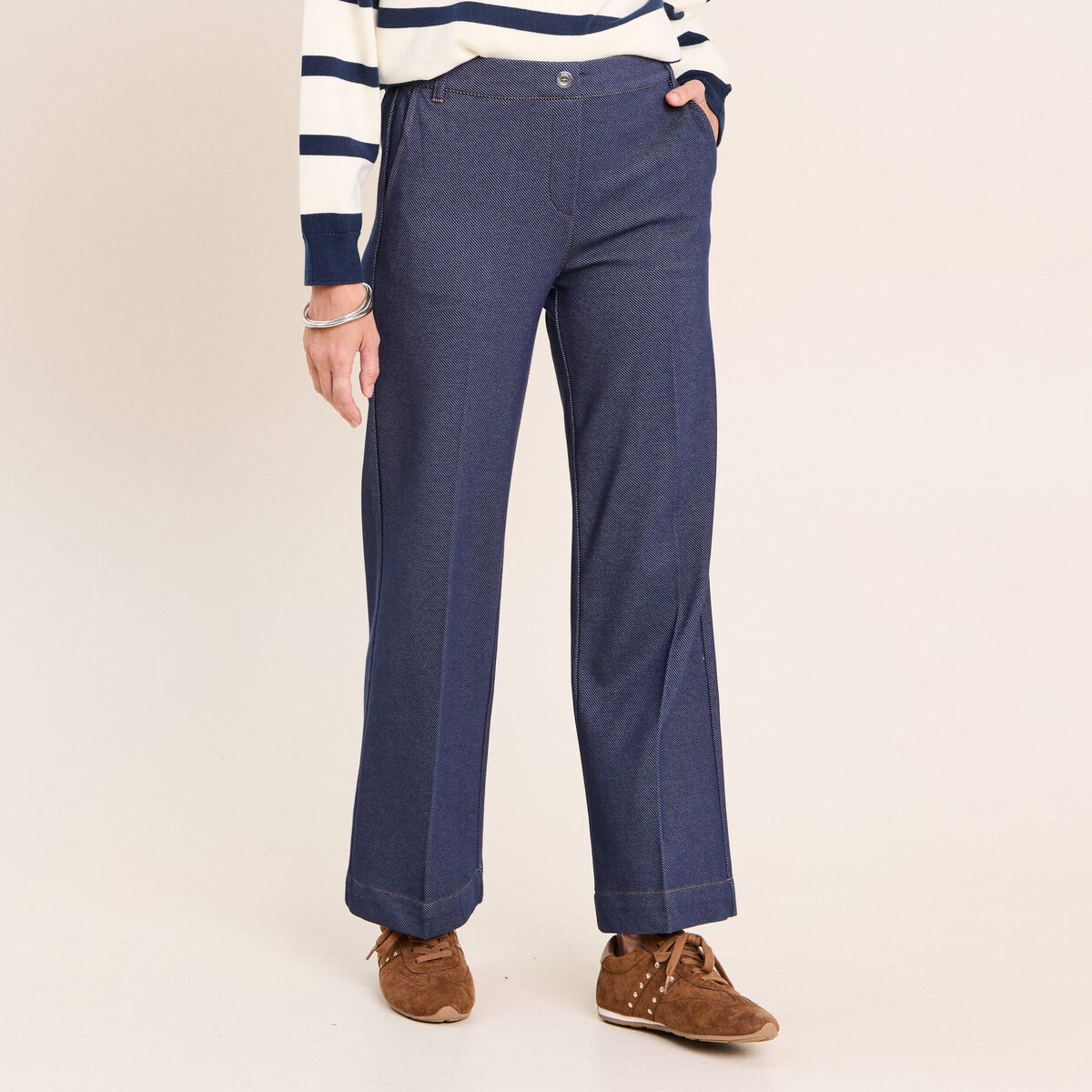 Jean large 7/8&egrave;me denim brut femme
