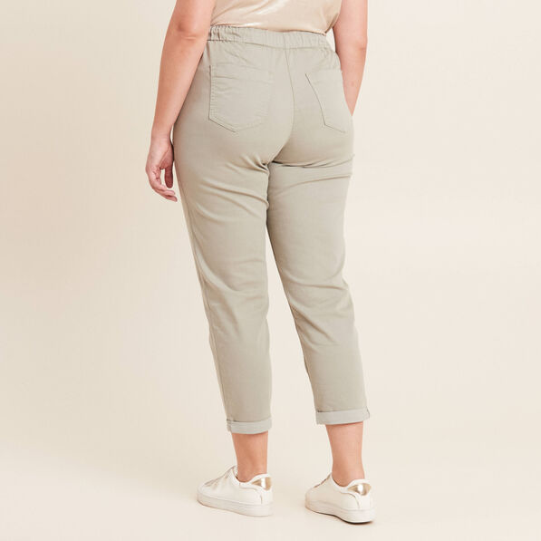 Pantalon coupe droite à coulisse vert clair femme