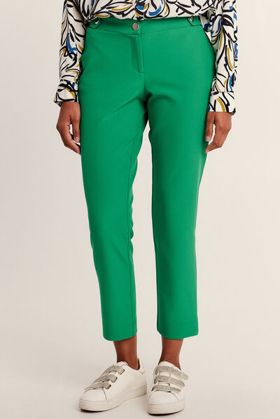 Pantalon chino flou 7/8ème vert femme